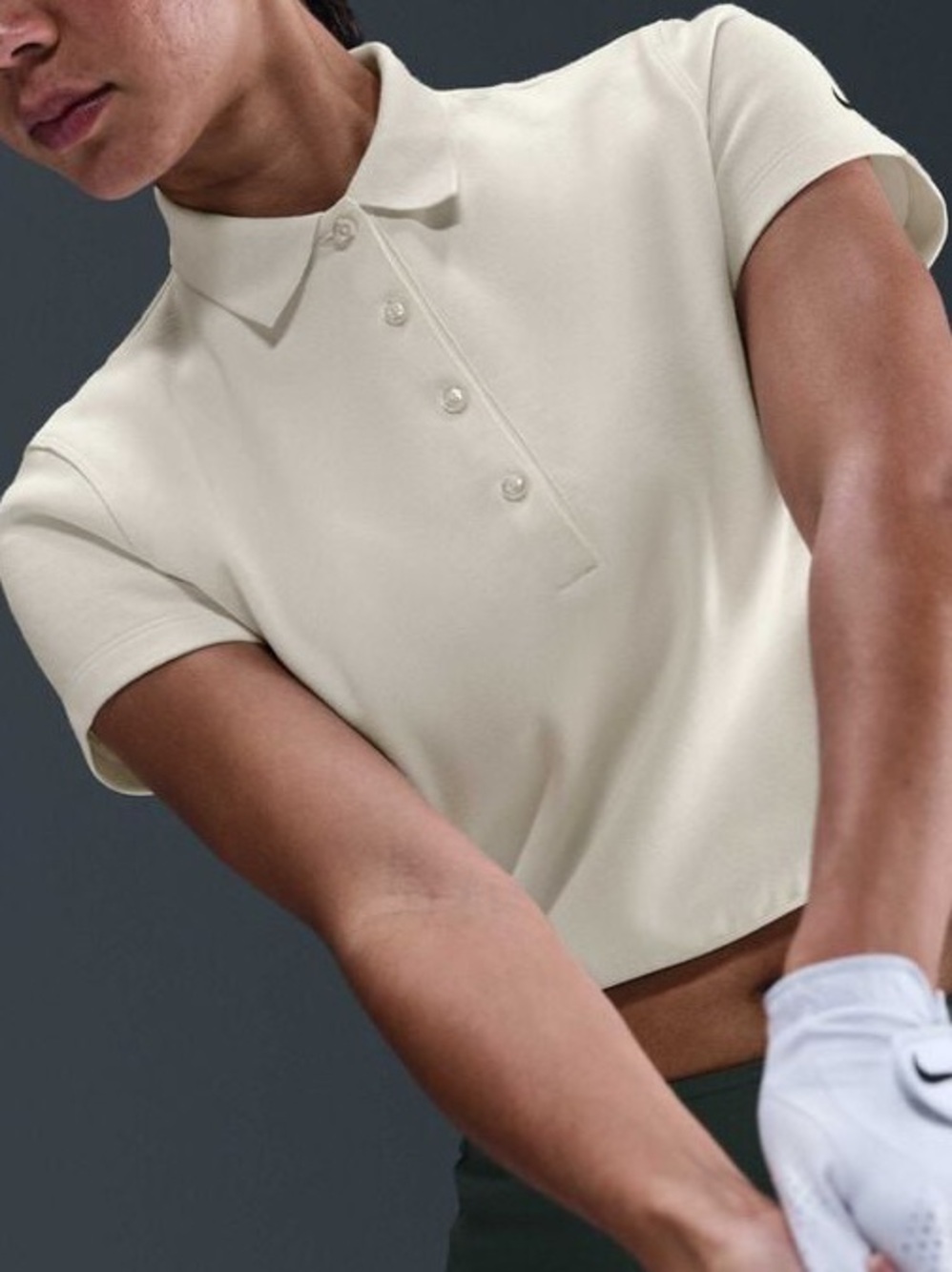 Nike Women's Cropped Golf Polo Shirt in White IF8528-133